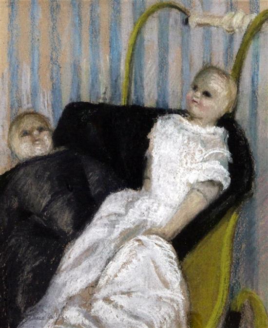 Diana Low (1911-1975) Victorian wax dolls, 14.25 x 12in.